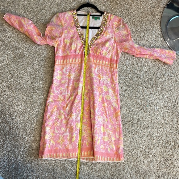 Tibi Dresses Tibi V-Neck Long Sleeved Print Dress Beade - Picture 12 of 13